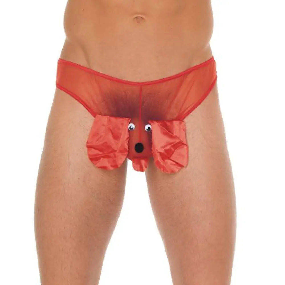 Red G-string Thong with Elephant Animal Pouch for Men - Peaches and Screams