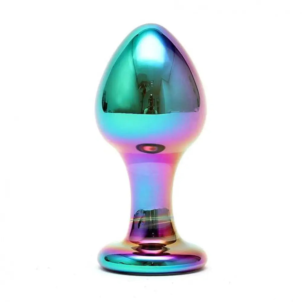 Rimba 3.75 inch multi coloured glass anal plug - peaches and screams