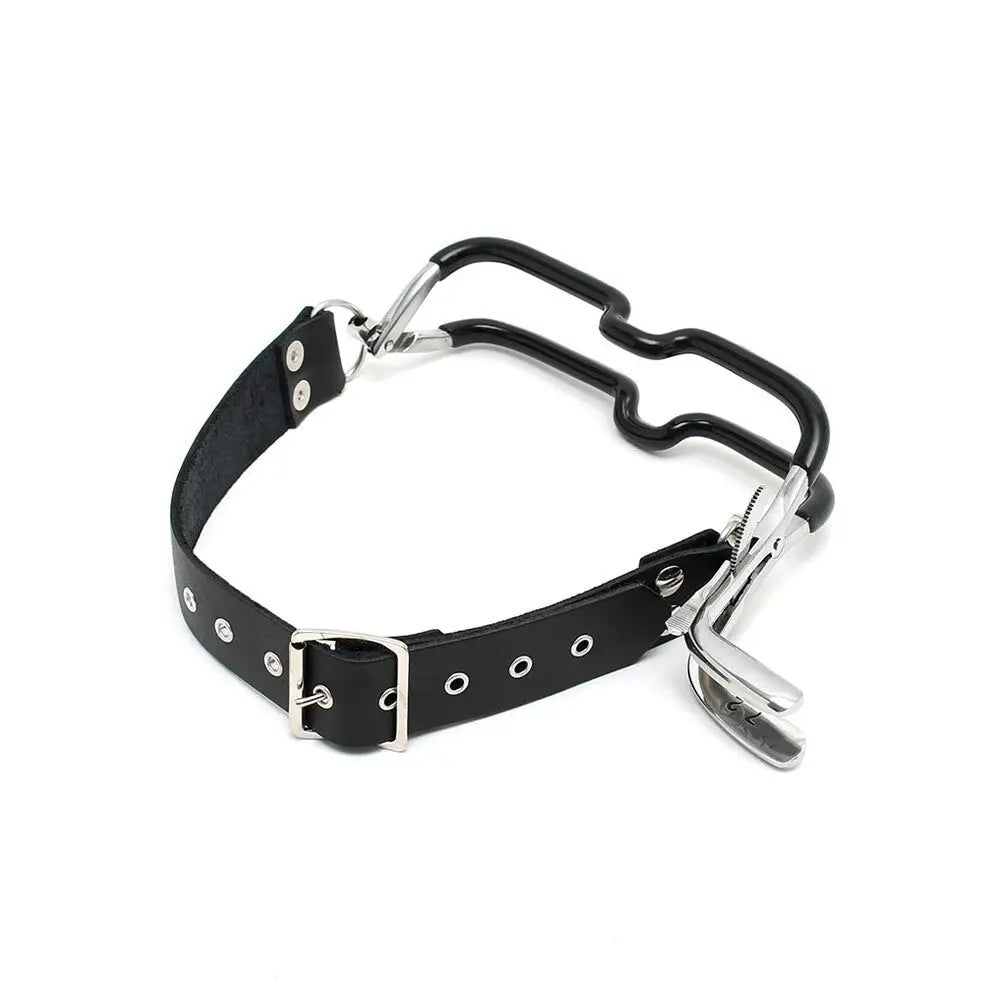 Rimba black bondage mouth clamp with adjustable strap - peaches and screams