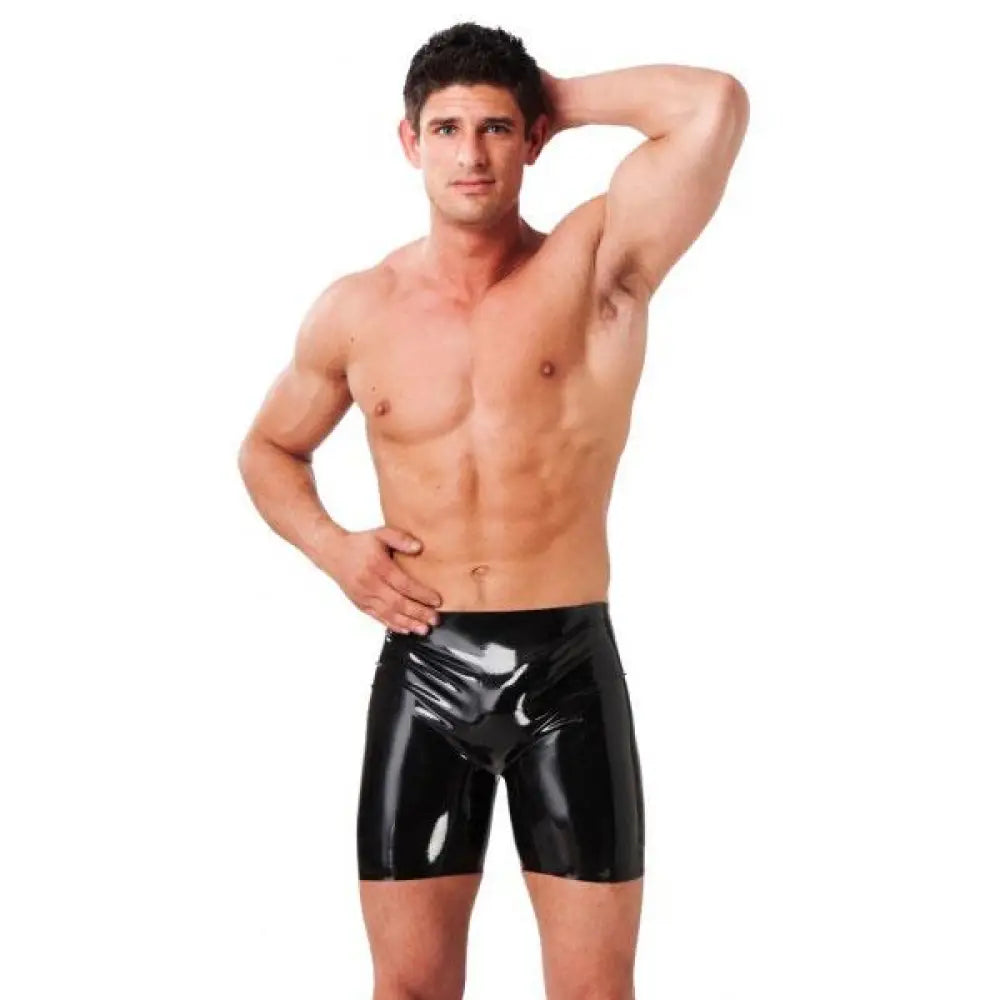 Rimba Black Latex Bermuda Short Briefs for Men - Small - Peaches and Screams