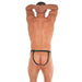 Rimba Black Leather Brief With Open Front And Buckles - Peaches Screams