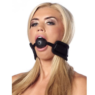 Rimba Black Padded Mouth Gag With Breathable Ball - Peaches and Screams