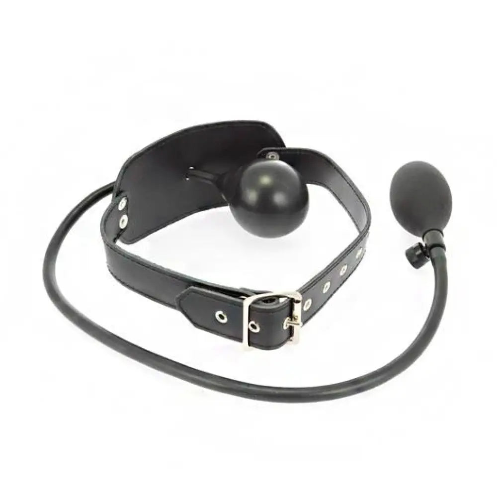 Rimba leather black inflatable gag with buckles - peaches and screams