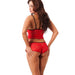 Rimba Matching Red Lace Hot Pants And Crop Top With Lace - ups - Peaches and Screams
