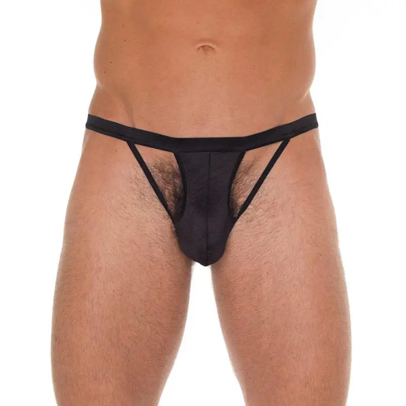 Rimba Mens Black Cut Out G-string With Elastic Waistband - Peaches and Screams
