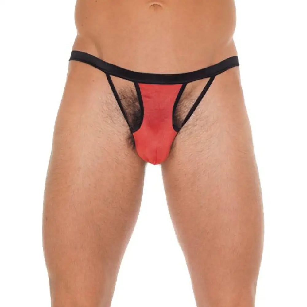 Rimba mens black g-string with red pouch - peaches and screams
