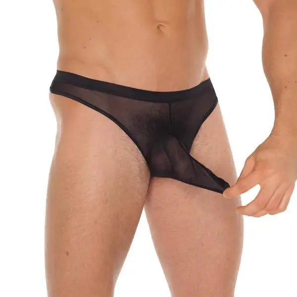 Rimba Mens Black G-string With Sexy Penis Sleeve - Peaches and Screams
