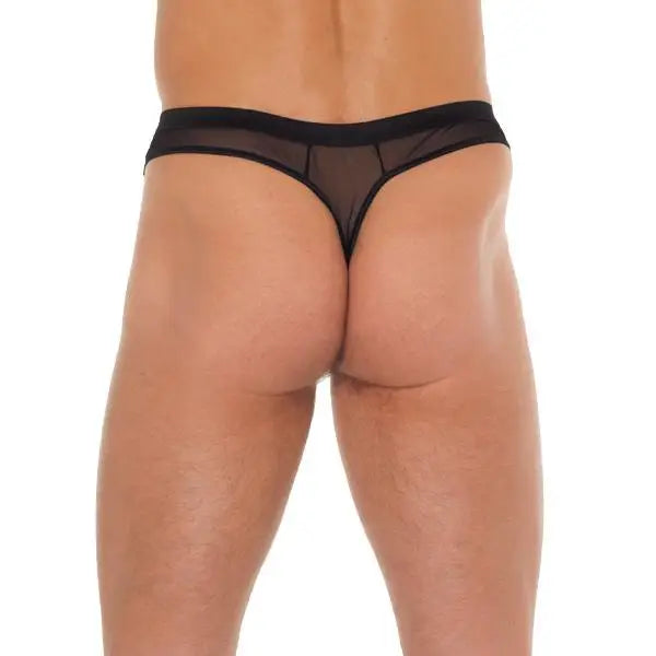 Rimba Mens Black G-string With Sexy Penis Sleeve - Peaches and Screams