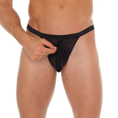 Rimba Mens Black Zip Up G-string With Pouch - Peaches and Screams