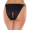 Rimba sexy black crotchless g string with bow - peaches and screams