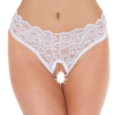 Rimba Sexy White Lace Open Crotch G-string - Peaches and Screams