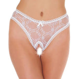 Rimba sheer pattern crotchless white g string - peaches and screams