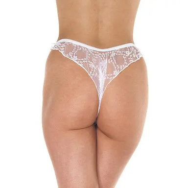 Rimba Sheer White Lace Crotchless G-string For Her - Peaches and Screams