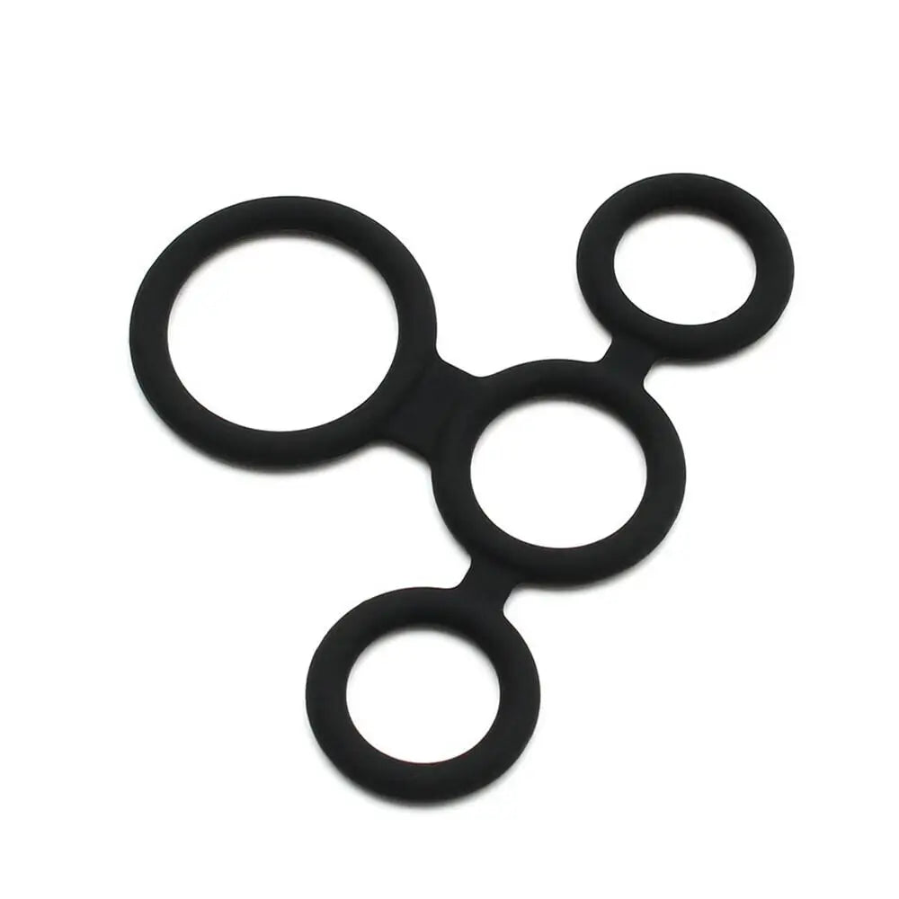 Rimba Silicone Black Cock Ring And Ball Splitter For Him - Peaches and Screams