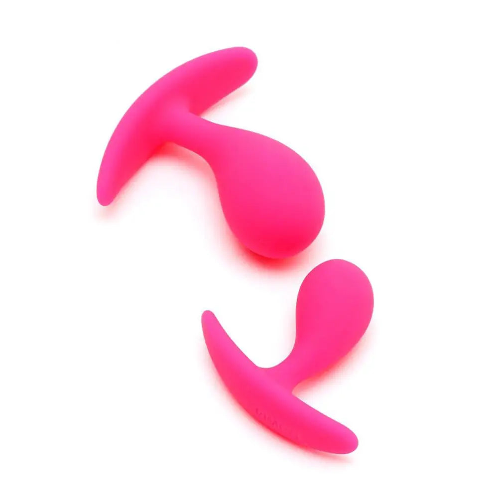 Rimba silicone pink 2 piece anal butt plug set - peaches and screams