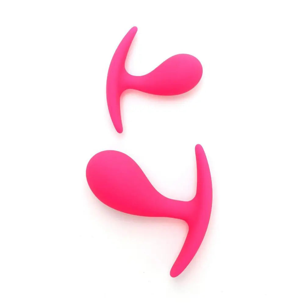 Rimba silicone pink 2 piece anal butt plug set - peaches and screams
