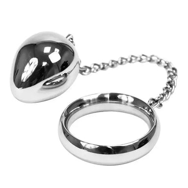 Rimba Stainless Steel Silver Cock Ring With Anal Egg For Men - Peaches and Screams