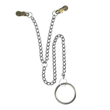 Rimba Stainless Steel Silver Nipple Clamps With Scrotum Ring - Peaches and Screams