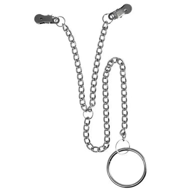 Rimba Stainless Steel Silver Nipple Clamps With Scrotum Ring - Peaches and Screams