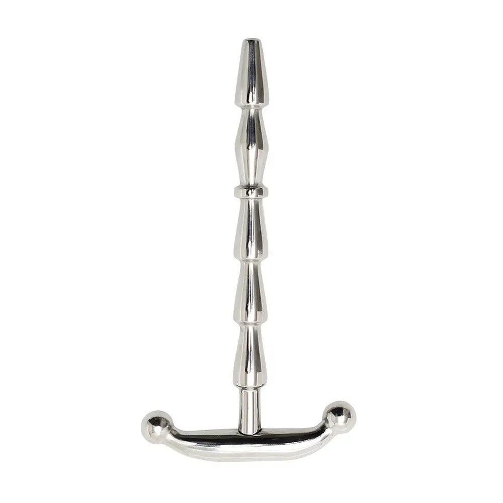 Rimba stainless steel silver ribbed urethral sound plug - peaches and screams