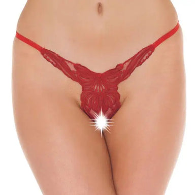 Rimba Wet Look Red Crotchless G-string - Peaches and Screams