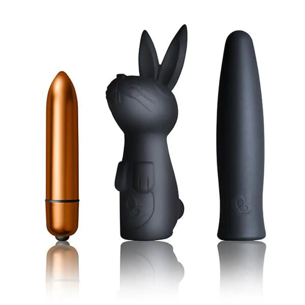Rocks off Silicone Black 7-functions Waterproof Vibrator Kits - Peaches and Screams