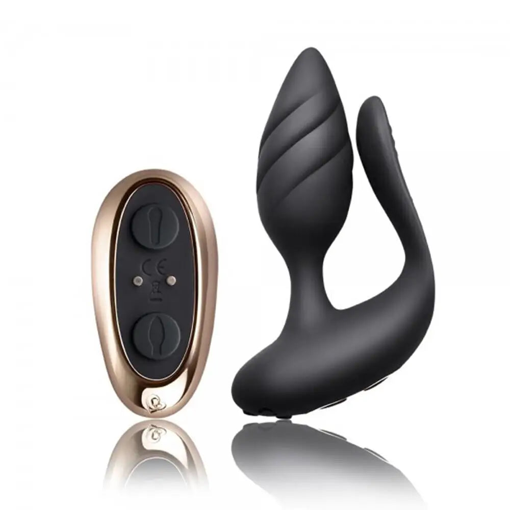 Rocks Off Silicone Black Rechargeable Clit And G-spot Vibrator With Remote - Peaches and Screams