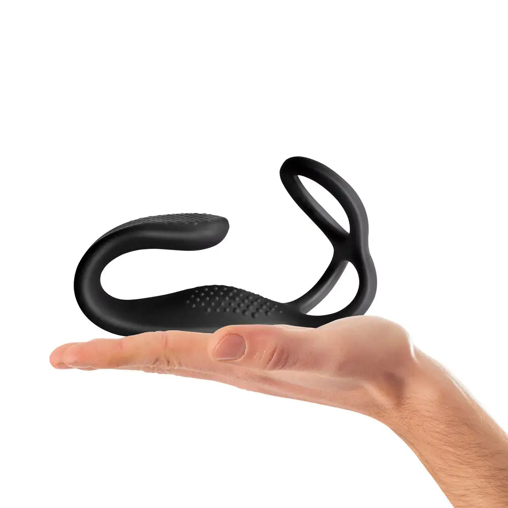 Rocks off silicone black rechargeable cock ring and anal stim - peaches and screams
