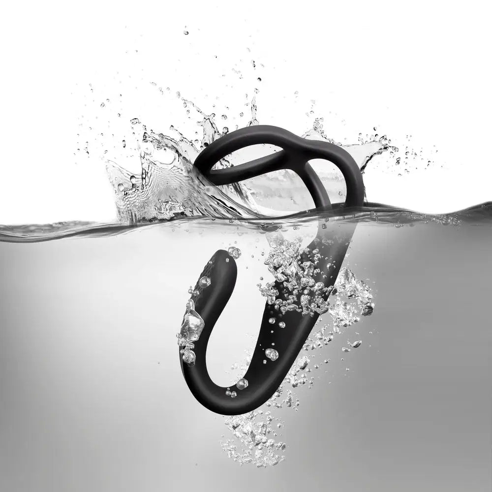 Rocks off silicone black rechargeable cock ring and anal stim - peaches and screams