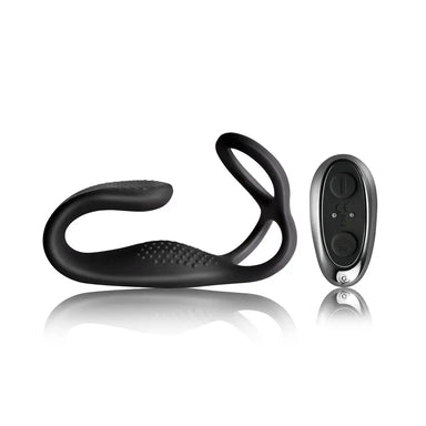 Rocks Off Silicone Black Rechargeable Cock Ring And Anal Stim - Peaches Screams