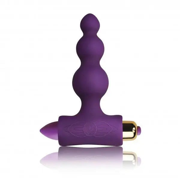 Rocks Off Silicone Purple Ribbed Butt Plug With 7-functions - Peaches and Screams