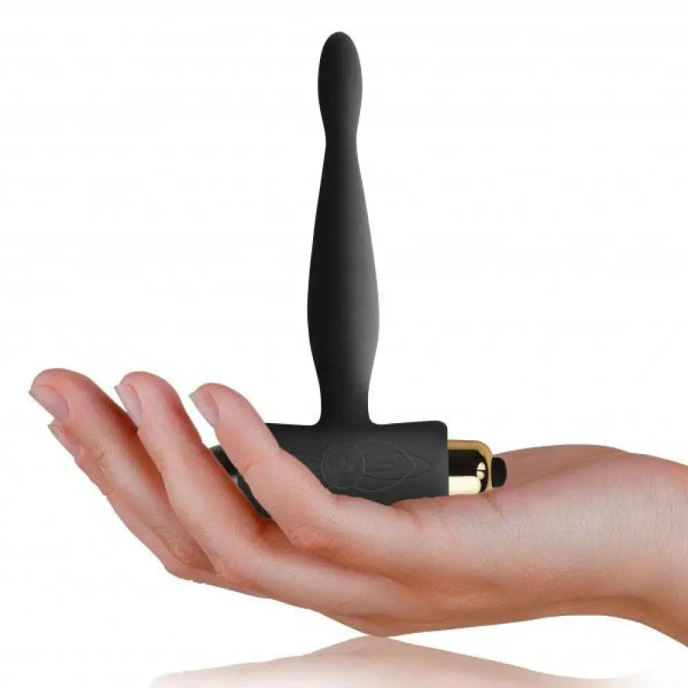 Rocks off Teazer Silicone Black Vibrating Butt Plug with 7-functions - Peaches and Screams