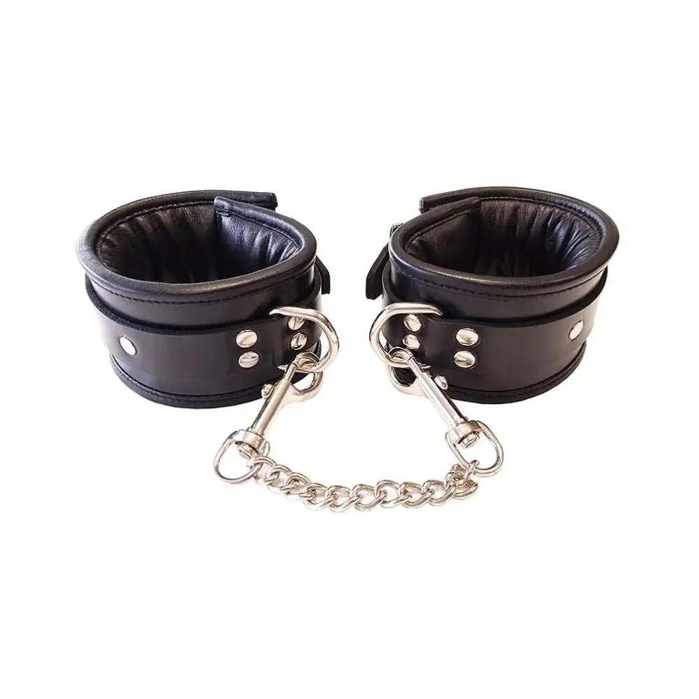 Rouge Garments 11 Inch Padded Black Wrist Cuffs with Buckles - Peaches and Screams
