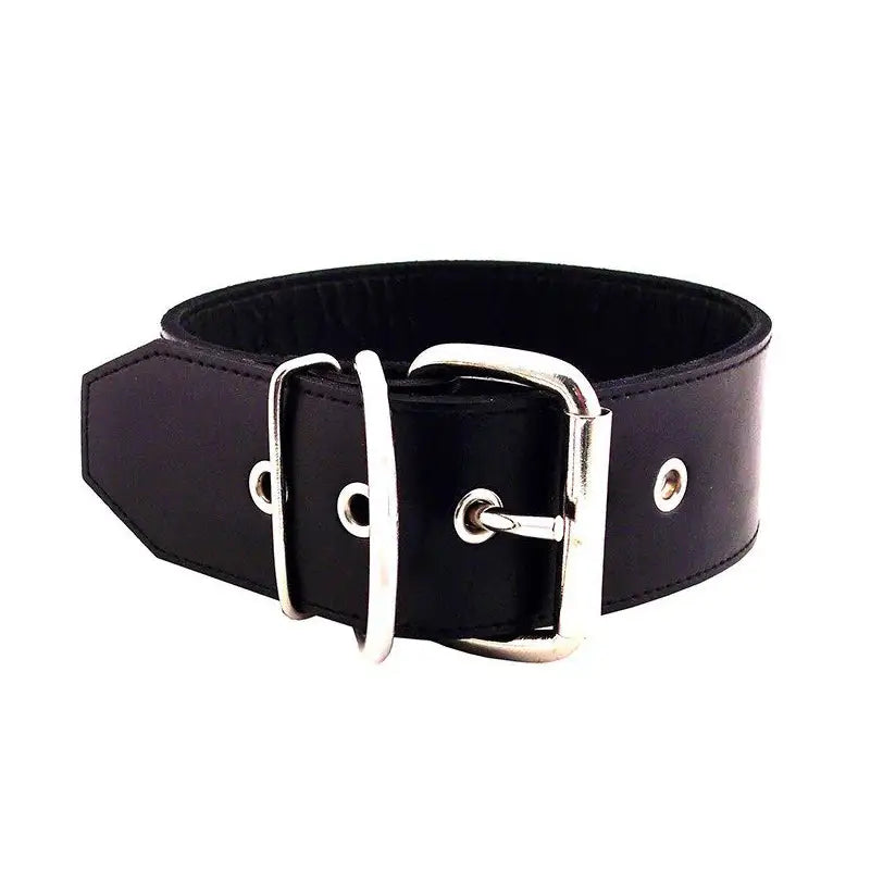 Rouge Garments 50mm Plain Black Leather Collar - Peaches and Screams