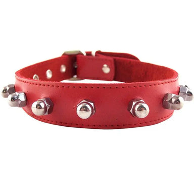 Rouge Garments Adjustable Red Nut Collar With Studs - Peaches and Screams