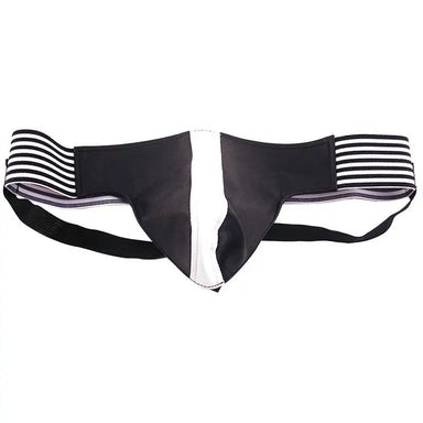 Rouge Garments Black And White Leather Jockstrap For Men - Medium - Peaches and Screams