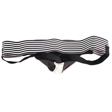 Rouge Garments Black And White Leather Jockstrap For Men - Small Peaches Screams