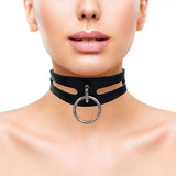 Rouge garments black leather bondage collar for bdsm couples - peaches and screams