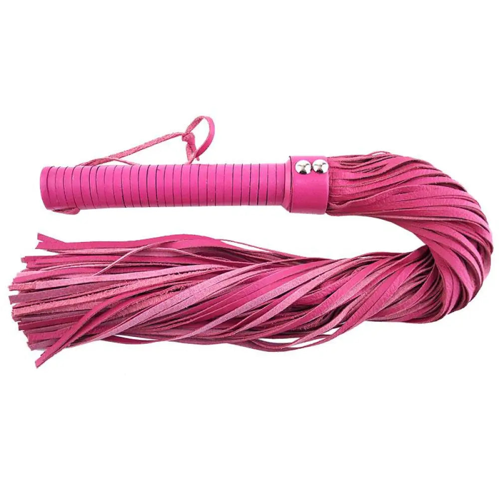 Rouge Garments Large Pink Leather Flogger for Couples - Peaches and Screams