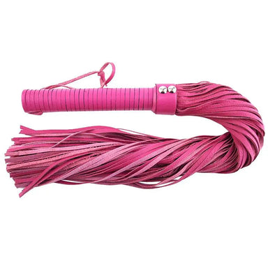 Rouge Garments Large Pink Leather Flogger For Couples - Peaches and Screams