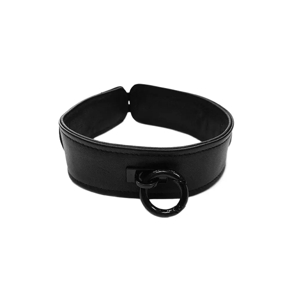 Rouge Garments Leather Black Bondage Collar with Buckle - Peaches and Screams