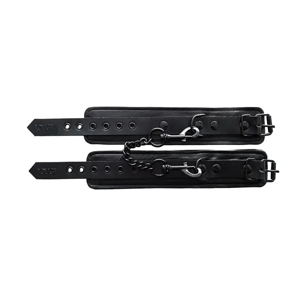 Rouge garments leather black bondage wrist cuffs for couples - peaches and screams