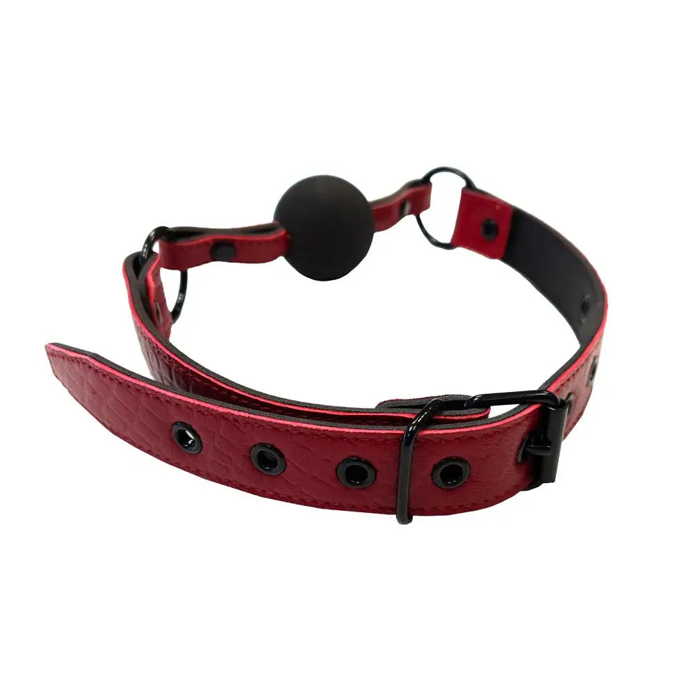Rouge Garments Leather Croc Print Ball Gag With Black Accessories - Peaches and Screams