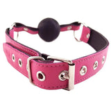 Rouge garments leather pink ball gag with adjustable buckles - peaches and screams