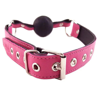 Rouge Garments Leather Pink Ball Gag With Adjustable Buckles - Peaches and Screams