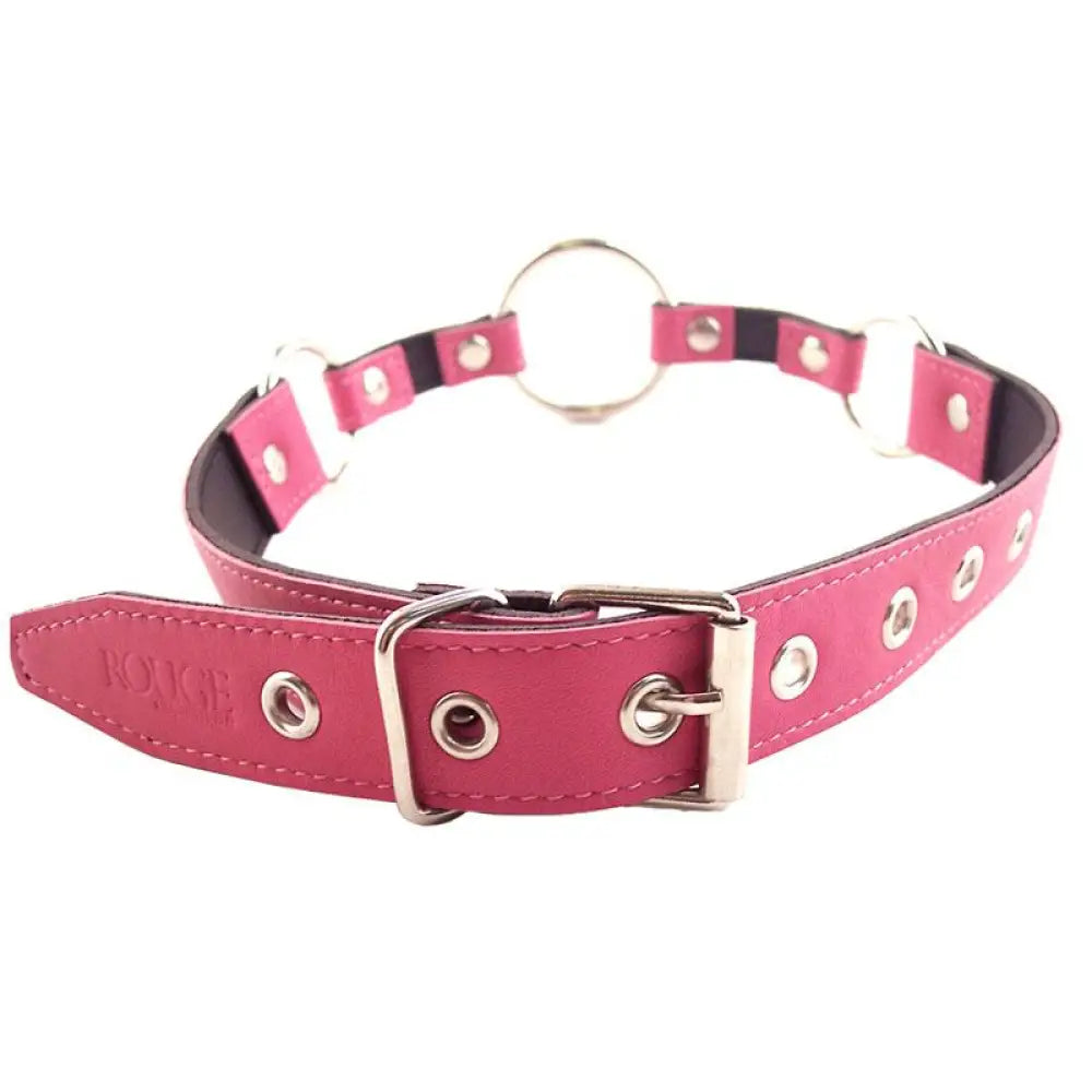 Rouge Garments Leather Pink o Ring Gag with Adjustable Buckle Straps - Peaches and Screams