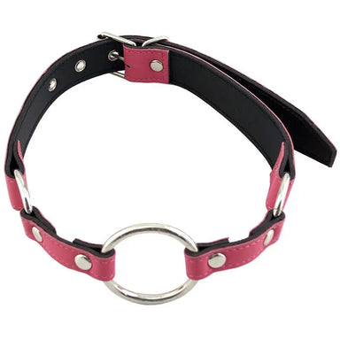 Rouge Garments Leather Pink o Ring Gag With Adjustable Buckle Straps - Peaches and Screams