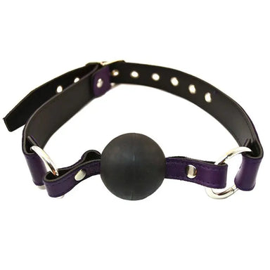 Rouge Garments Leather Purple Ball Gag With Adjustable Buckle Straps - Peaches and Screams