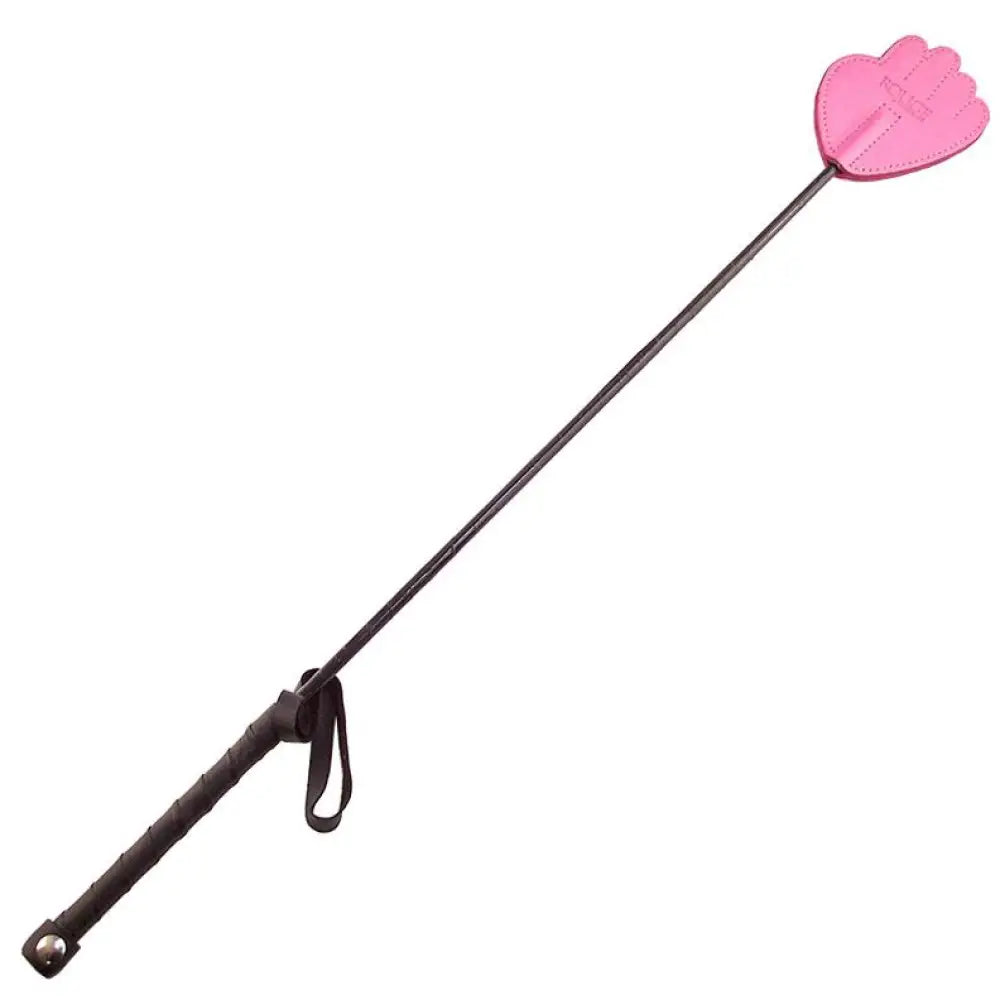 Rouge Garments Pink Riding Crop Spanker with Leather-wrapped Grip - Peaches and Screams