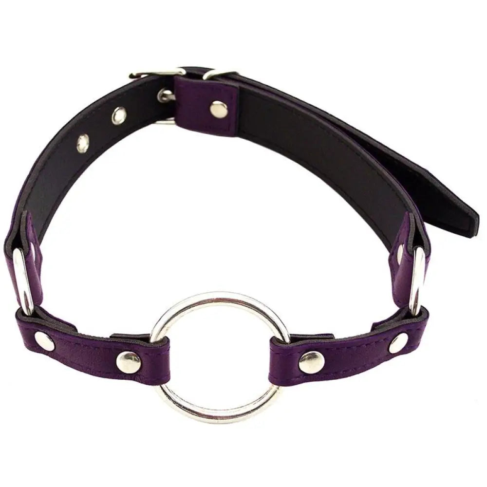 Rouge Garments Purple o Ring Gag with Adjustable Buckle Straps - Peaches and Screams
